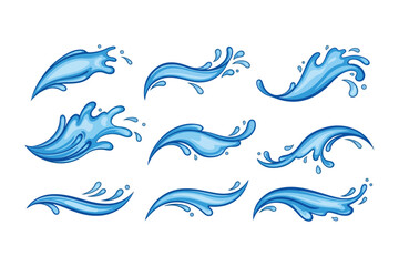 Naklejka premium Collection of dynamic water splashes and waves with isolated background white background abstract