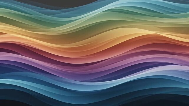 Abstract colorful flowing wave patterns with vibrant translucent layers