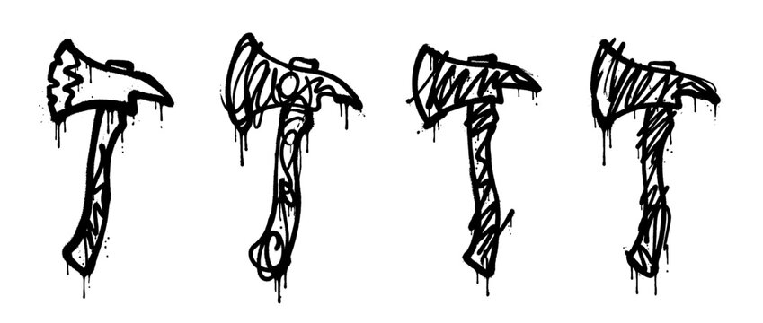 fire axe , spray paint style , vector 