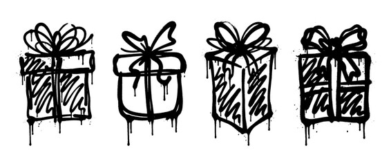 Fototapeta premium gift box , spray paint style , vector 