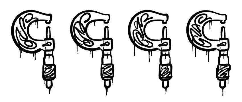 micrometer , spray paint style , vector 