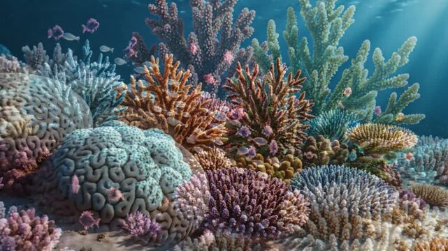 Vibrant Coral Reef Ecosystem Underwater, Diverse Marine Life, Ocean Biodiversity