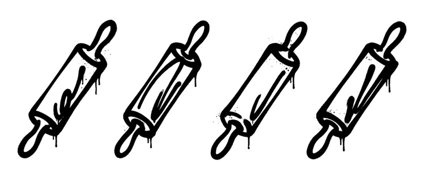 rolling pin , spray paint style , vector 