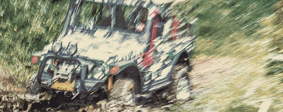 car rally 4x4 mud run vintage poster half tone poster effect oldschool old