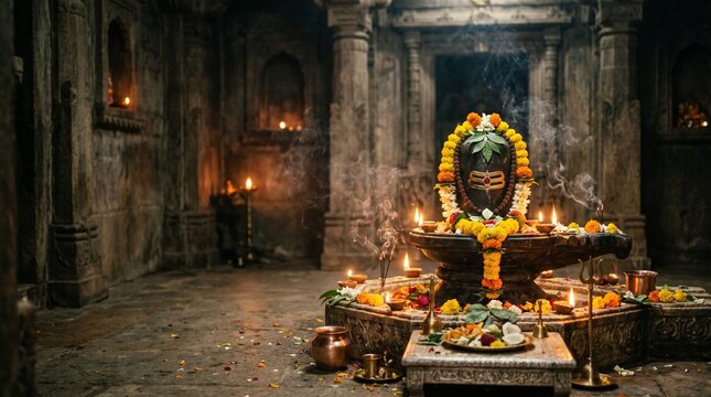 Sacred Shivling with Soft Glowing Light and Incense Smoke for Somvar Vrat, Spiritual Lord Shiva Wallpaper with Devotional Atmosphere and Divine Aura