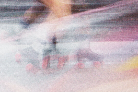 abstract background of a roller skating and color vontage halftone poster print