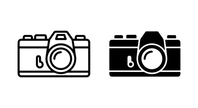 Retro Camera Icons, Vintage Photography Equipment, Classic SLR Camera Graphics