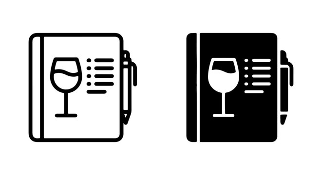 Wine List Icons, Restaurant Menu Design, Beverage Selection Vector