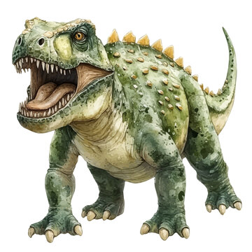 Carnotaurus, soft and charming watercolor, isolated on a white background, delicate and elegant style.