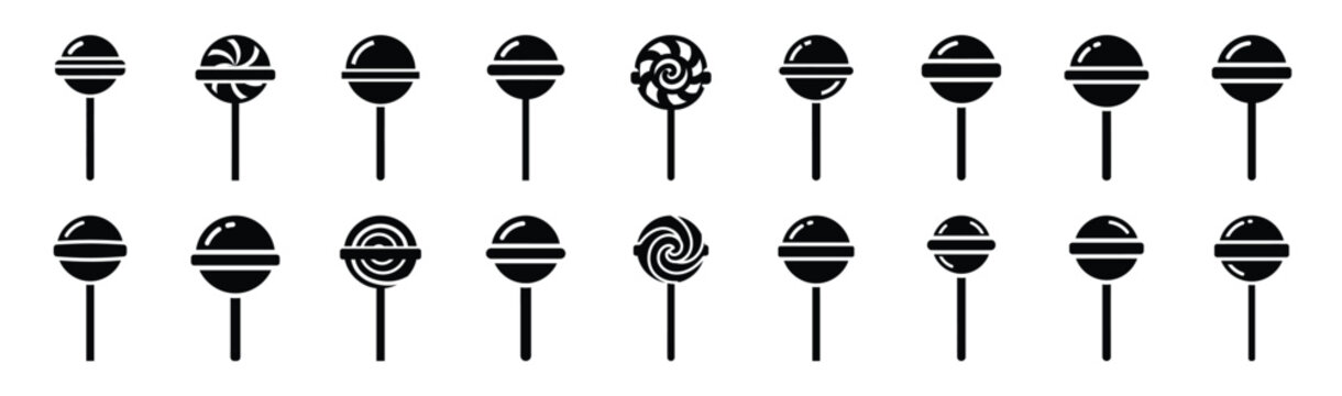 Large collection of  lollipop silhouette icons. Big set of Halloween Vector illustration.