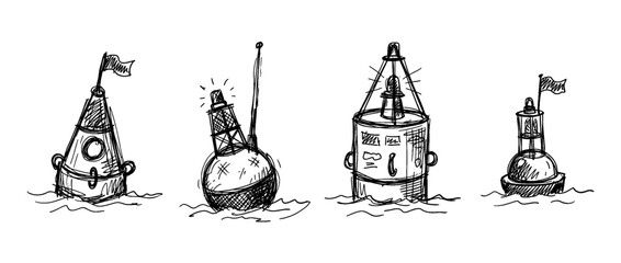 Naklejka premium buoy , pen scribble , kid Hand drawn , vector