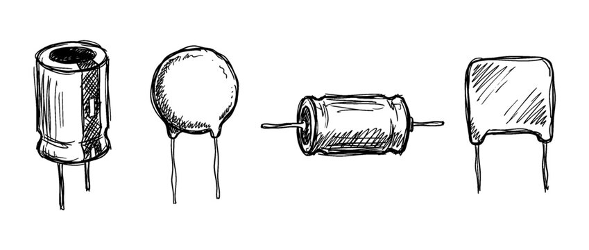 capacitor , pen scribble , kid Hand drawn , vector