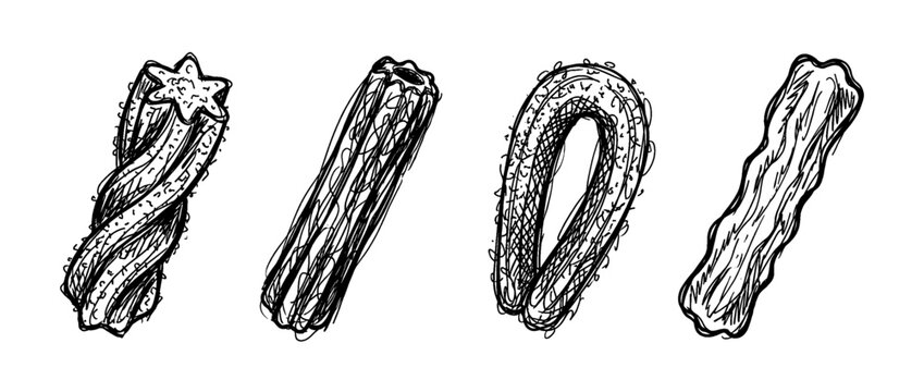 churro , pen scribble , kid Hand drawn , vector