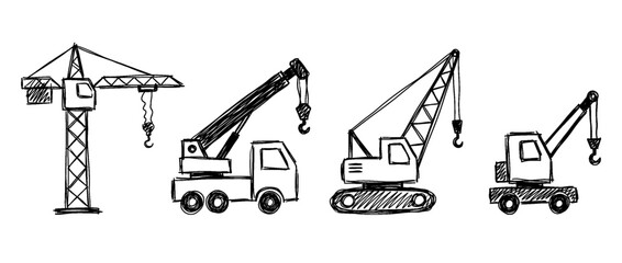 Fototapeta premium crane , pen scribble , kid Hand drawn , vector