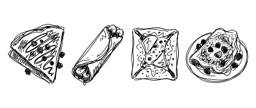 crepe , pen scribble , kid Hand drawn , vector