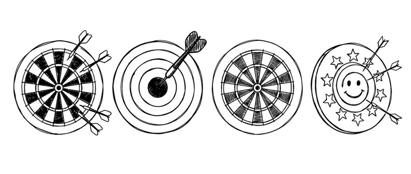 dartboard , pen scribble , kid Hand drawn , vector