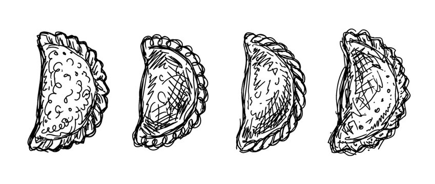 empanada , pen scribble , kid Hand drawn , vector