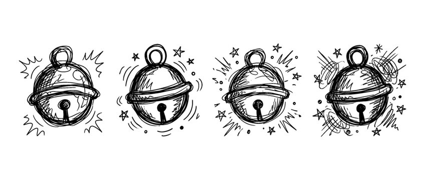 jingle bell , pen scribble , kid Hand drawn , vector