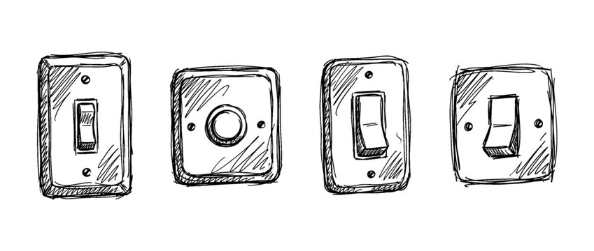 light switch , pen scribble , kid Hand drawn , vector