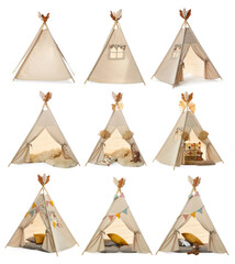 Cute wigwam for children isolated on white, set © New Africa