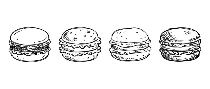 macaron , pen scribble , kid Hand drawn , vector