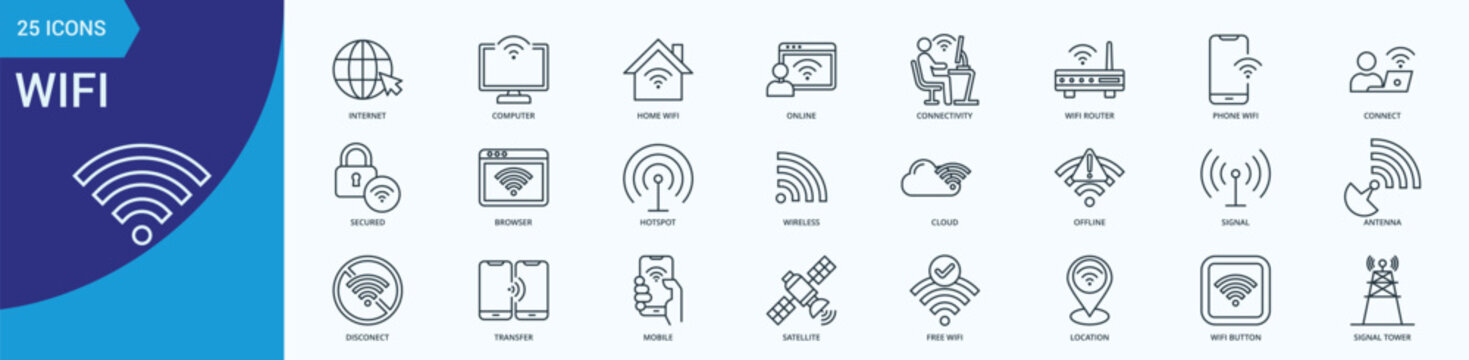 Wifi Icon Pack Illustration Vector Outline Style