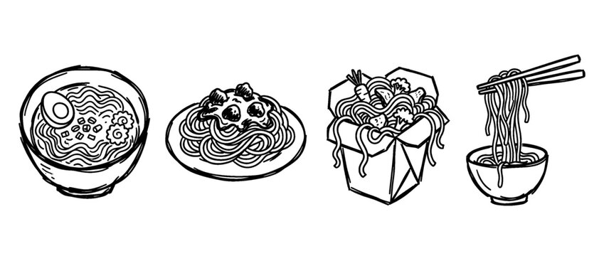 noodle , pen scribble , kid Hand drawn , vector