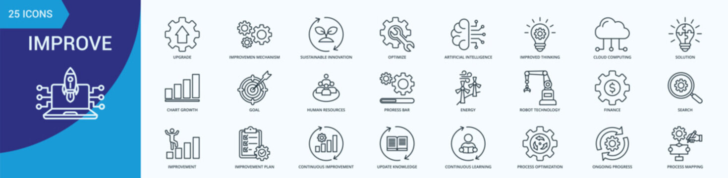 Improve Icon Pack Illustration Vector Outline Style