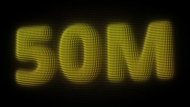 3D Golden 50M, Fifty Million Number Particle Animation on Dark Background, Glowing Dot Grid 3D Rotating Million Milestone Symbol Seamless Loop, 4K