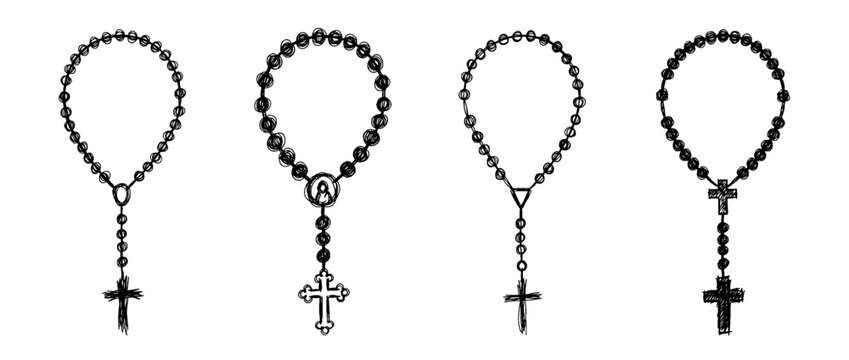 rosary , pen scribble , kid Hand drawn , vector