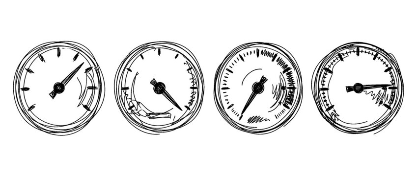tachometer , pen scribble , kid Hand drawn , vector