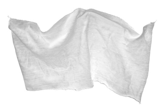 White transparent cotton torn cloth flying, clipping path, design element