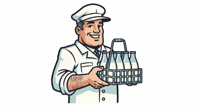 Milkman holding a crate of bottles