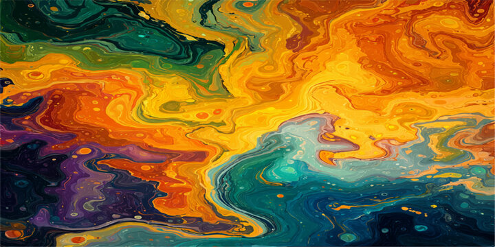 Vibrant swirls of paint meld together, creating a beautiful display. Colors meld with each other, it evokes feelings of dynamic energy. It's a colorful spectacle of textures and shades.