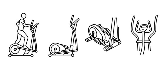 Obraz premium This artwork showcases a simple black lineart of an elliptical trainer, emphasizing fitness and exercise in a minimalist style.