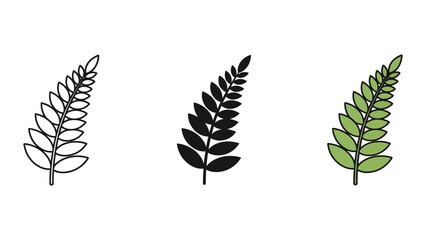 three green fern leaves isolated flat design vector illustration © FirujaStock