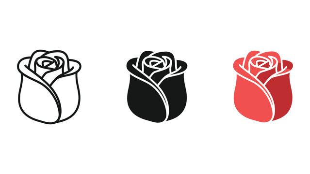 three stylized rose rings in flat design vector illustration