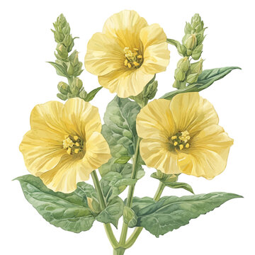 watercolor vector of Verbascum Flower, isolated on a white background.