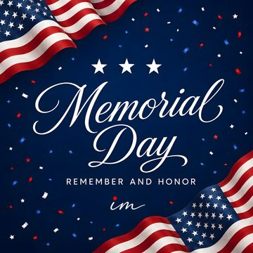 Memorial Day celebration with American flag and patriotic stars background