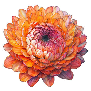 Strawflower Flower, watercolor illustration vector, isolated on a white background.