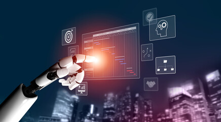 Obraz premium AI streamlines project management through smart timeline planning, task automation, and milestone tracking, improving productivity and team collaboration Vouch