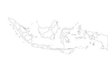 Obraz premium Indonesia map outline archipelago provinces islands black line art accessible vector illustration on white background