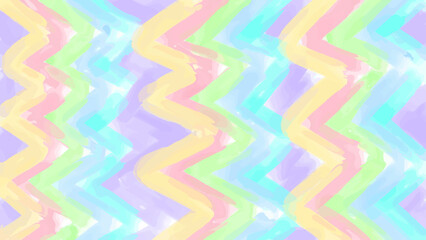 Obraz premium Pastel Rainbow Zigzag Pattern - Soft Watercolor Abstract Background