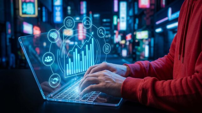 Automated business intelligence systems with real time KPI visualization. Professional analyzing data driven insights.
