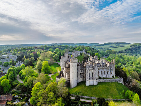 Arundel Castle from a drone, Arundel, West Sussex, England