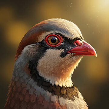 Captivating Close-Up Portrait of a Chukar Partridge Showcasing Detailed Plumage and Expressive Eye