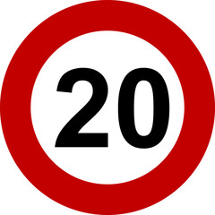 Speed Limit 20 kmh Traffic Sign Vector © Oualid