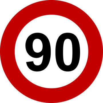 Speed Limit 90 kmh Traffic Sign Vector