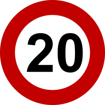 Speed Limit 20 kmh Traffic Sign Vector