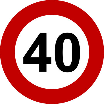 Speed Limit 40 kmh Traffic Sign Vector